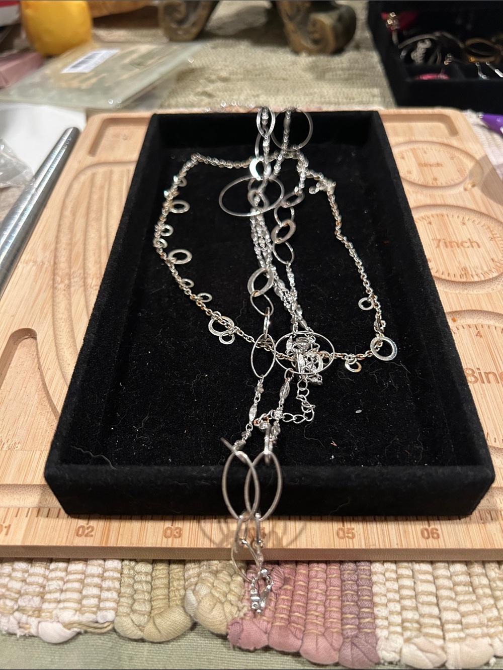 Silver tone Multi-Chain Circle Necklace - Silver (2pcs)